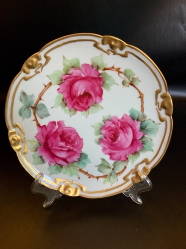 Tressemanes &amp; Vogt 리모지 핸드페인트 플레이트 &amp; Vogt Limoges Hand Painted Plate circa 1900