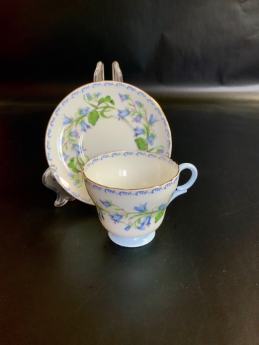 쉘리 &quot;하레벨&quot; 데미타스 (에쏘잔) 컵&amp;소서 Shelley &quot;Harebell&quot; w/ Border Demitasse Cup &amp; Saucer circa 1930