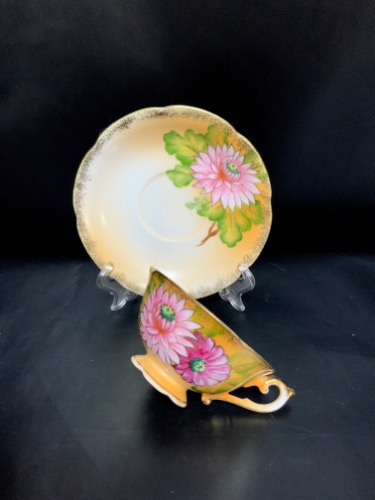 Shofu (아키파이드 제펜) 핸드페인트 컵&amp;소서 Shofu (Occupied Japan) Hand Painted Cup &amp; Saucer circa 1945