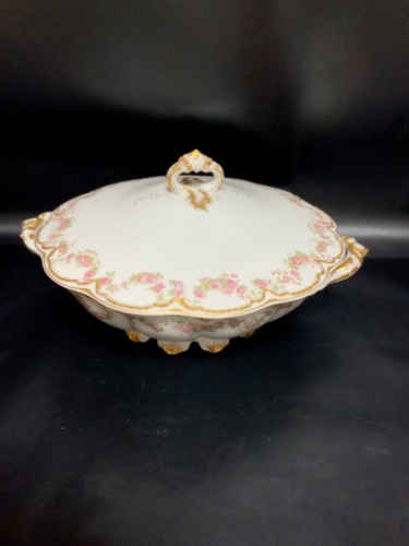 하빌랜드 리모지 더블 골드 원형 커버 케서롤 Haviland Limoges Double Gold Round Covered Casserole circa 1900