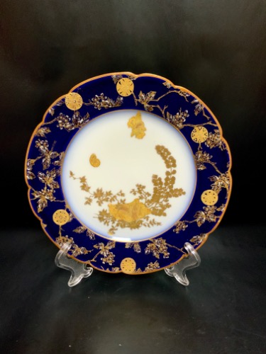 하빌랜드 공장 데코 골드 길드 코발 플레이트 #6 Haviland Factory Decorated Gold Gilded Cobalt Cabinet Plate circa 1882  -#6