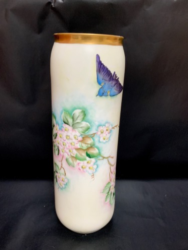 Jeanne Pouyat 리모지 키가 큰 핸드페인트 꽃병 Jeanne Pouyat Limoges Tall Hand Painted  Vase circa 1890