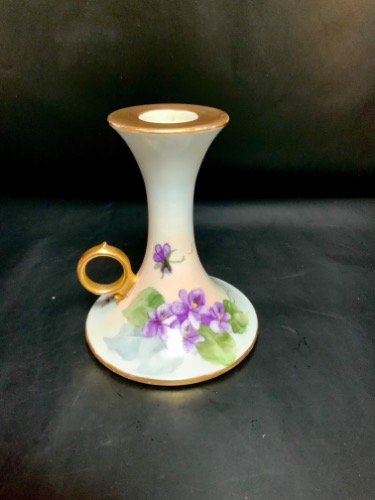 Tressmanes &amp; Vogt 리모지 핸드페인트 촛대 Tressmanes &amp; Vogt Limoges Hand Painted Candlestick circa 1900