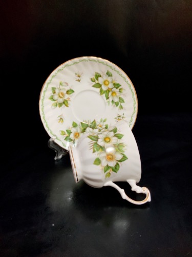 퀸즈 &quot;크리스마스 로즈&quot; 컵&amp;소서 Queens &quot;Christmas Rose&quot; Cup &amp; Saucer circa 1950