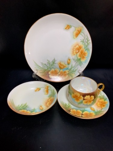 빅토리언 핸드페인트 4종 세트 Victorian Hand Painted 4 Piece Set circa 1900