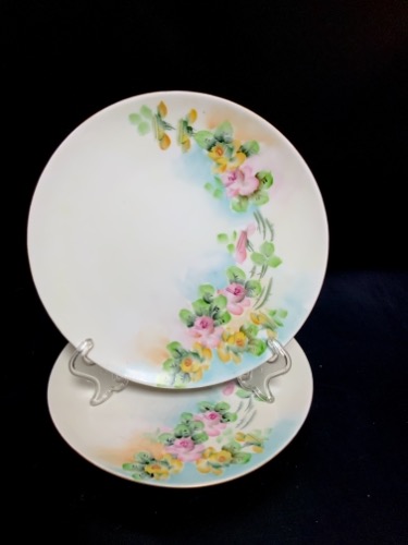 J &amp; C 바바리아 핸드페인트 플레이트-있는 그대로-(크랙)  J &amp; C Bavaria Hand Painted Plate circa 1900 - AS IS