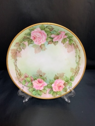 B &amp; Co 리모지 핸드페인트 플레이트 B &amp; Co Limoges Hand Painted Plate dated 1920