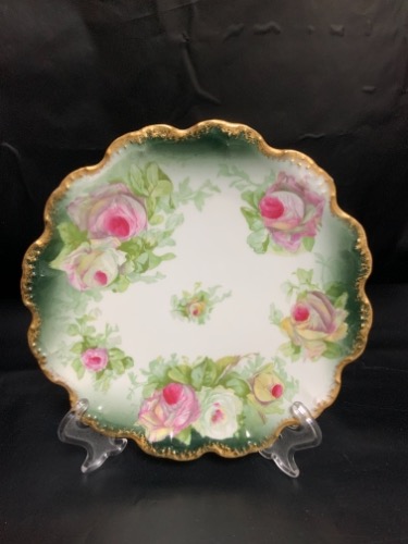 Coronet  리모지 공장 데코 케비넷 플레이트 Coronet Limoges Factory Decorated Cabinet Plate circa 1900