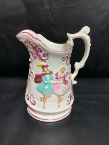 스테포셔 핑크 &quot;Dancing Couple&quot; 피쳐 Staffordshire Pink Lustre &quot;Dancing Couple&quot; Pitcher circa 1850 - Original!!