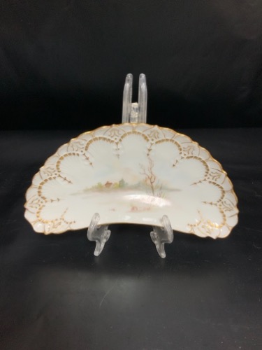 Delinieres 리모지 핸드페인트 본 디쉬 Delinieres Limoges Hand Painted Bone Dish circa 1890