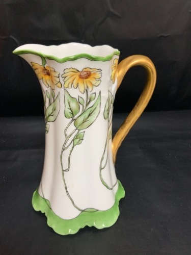 하빌랜드 리모지 핸드페인트 &quot;해바라기&quot; 피쳐 Haviland Limoges Hand Painted &quot;Sunflower&quot; Pitcher circa 1894 - 1931