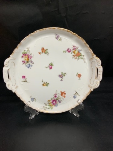 하빌랜드 리모지 (CFH/GDM) 핸드페인트 드레스덴 스타일 서빙 트레이 Haviland Limoges (CFH/GDM) Hand Painted Dresden Syle Serving Tray circa 1891