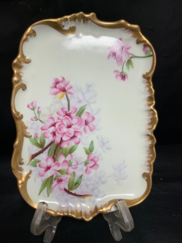 Tressemanes &amp; Vogt 리모지 핸드페인트 드레서 트레이 Tressemanes &amp; Vogt Limoges Hand Painted Dresser Tray circa 1900