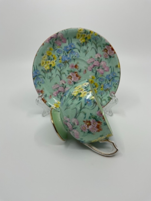 쉘리 “멜로디” 친즈 페턴 “일리” 쉐입 컵&amp;소서 Shelley &quot;Melody&quot; Chintz Pattern Ely Shape Cup &amp; Saucer circa 1930