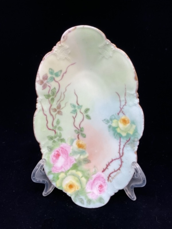 빅토리언 핸드페인트 트링킷 디쉬-있는 그대로-(칩) Victorian Hand Painted Trinket Dish circa 1900 - AS IS ONLY