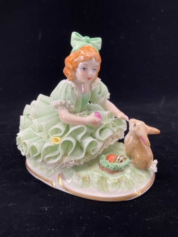 MZ 아이리쉬 드레스덴 레이스 피겨린 MZ Irish Dresden Lace Figurine circa 1950