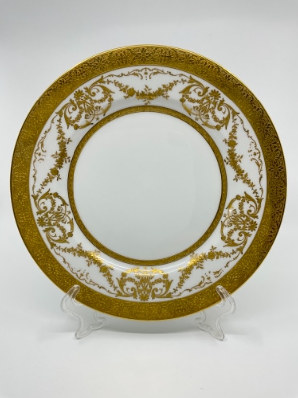 Ahrenfeldt 리모지 헤비 골드 길딩 플레이트-금장 로스- Ahrenfeldt Limoges Heavy Gold Gilded Plate circa 1900 - AS IS (gold loss)