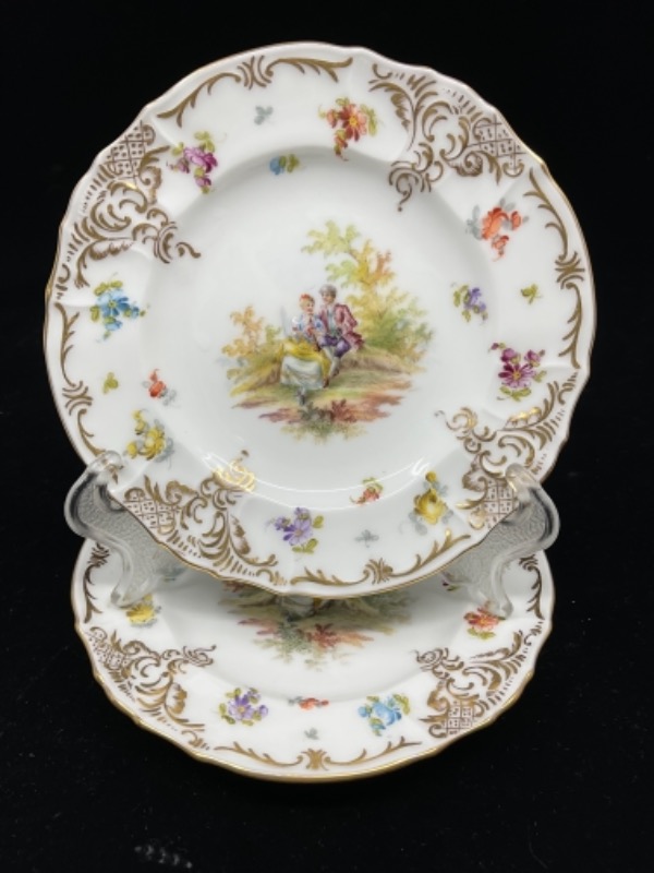 Ahrenfeldt 핸드페인트 풍경 미니 플레이트 Ahrenfeldt Hand Painted Scenic Mini Plate circa 1900