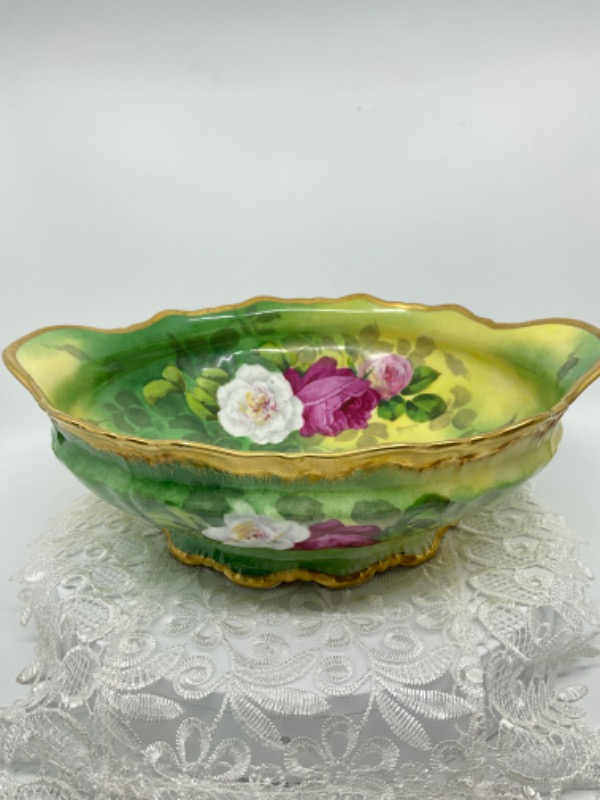 하빌랜드 리모지 핸드페인트 서빙 보울 Haviland Limoges Hand Painted Serving Bowl circa 1900