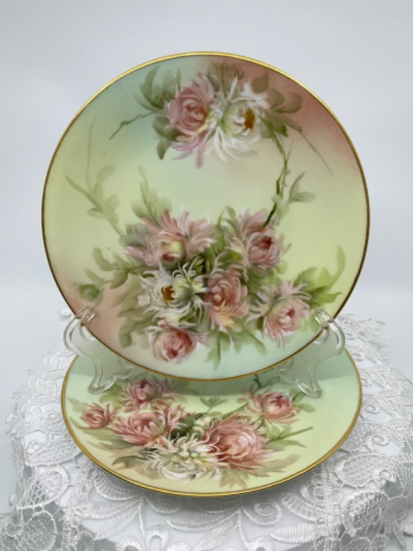 R &amp; Co 리모지  핸드페인트 플레이트 R &amp; Co Limoges Hand Painted Plate circa 1900