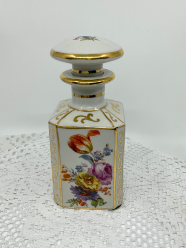 드레스덴 핸드페인트 콜른 /바버 병-귀한- Dresden Hand Painted Cologne / Barber Bottle circa 1920 - RARE