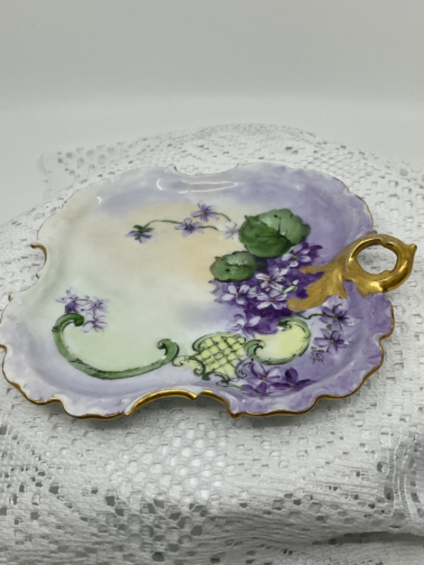 로젠탈 핸드페인트 원핸들 디쉬 Rosenthal Hand Painted One Handle Dish circa 1890