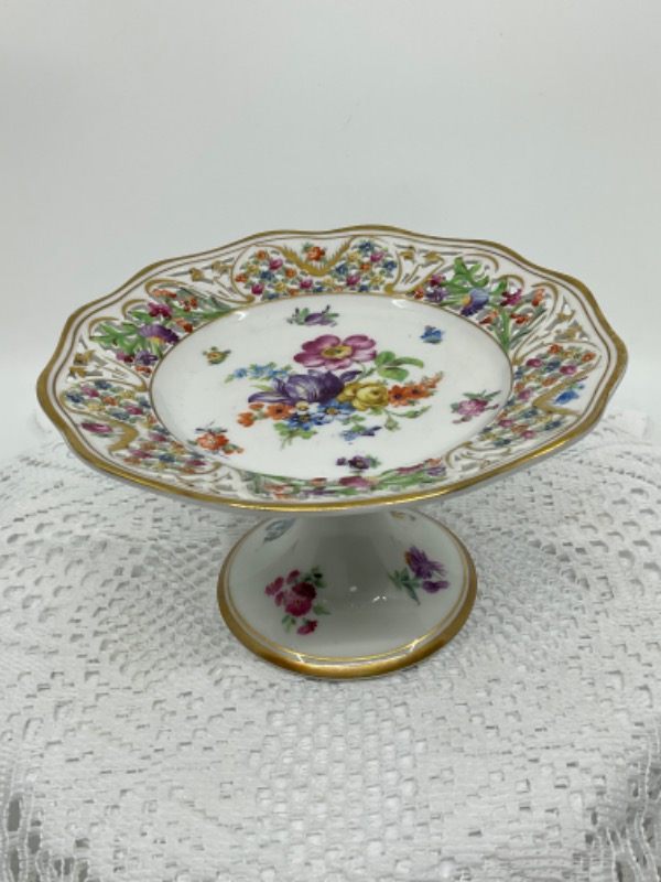 슈만 드레스덴 핸드페인트 캄포트 schumann Dresden Hand Painted Compote circa 1940