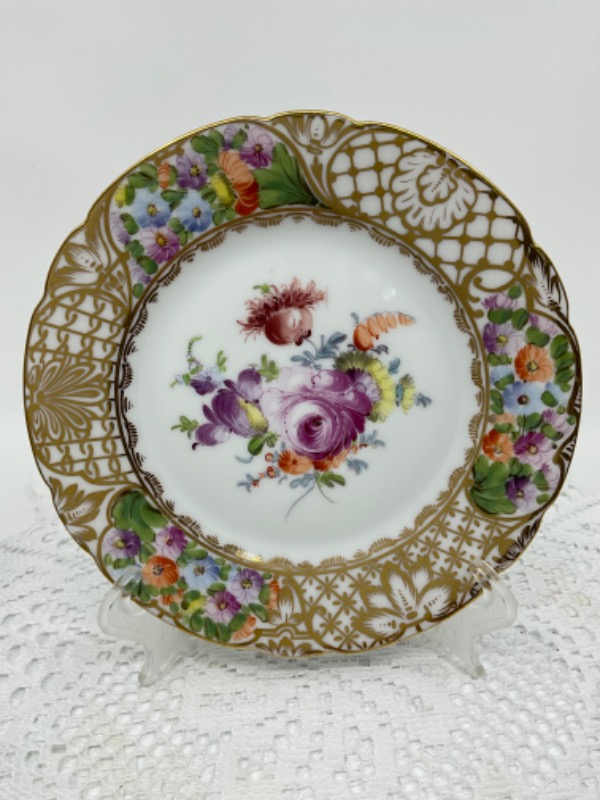 헬레나 울프슨 드레스덴 핸드페인트 브래드 플레이트 Helena Wolfsohn Dresden Hand Painted Bread Plate circa 1900