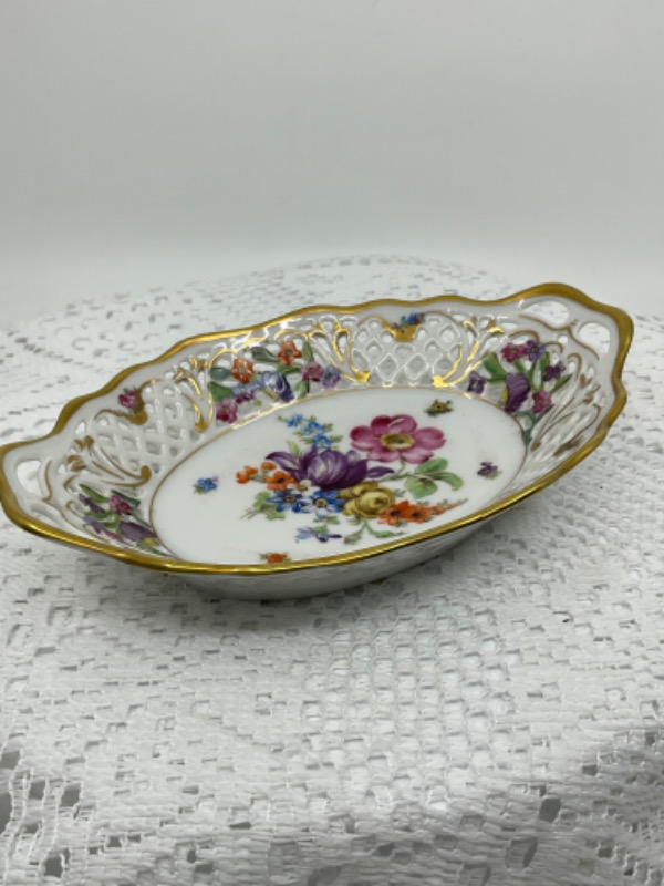 슈만 드레스덴  투각 디쉬 Schumann Dresden Pierced Dish circa 1930