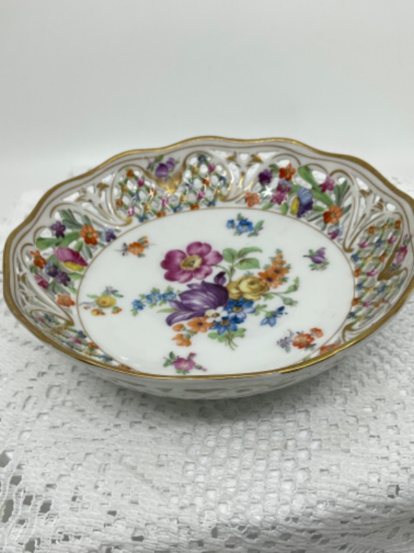 슈만 드레스덴 투각 보울 Schumann Dresden Pierced Bowl circa 1930