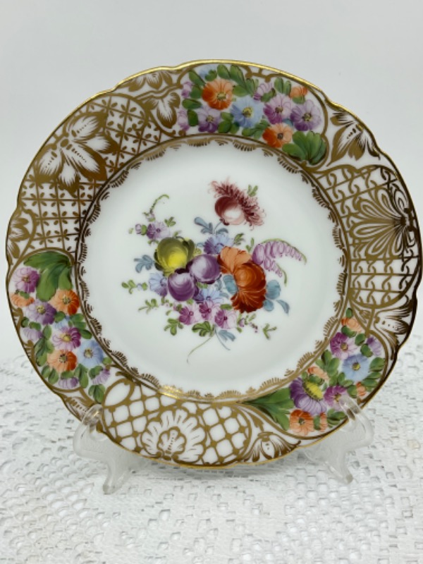 헬레나 울프슨 드레스덴 핸드페인트 브래드 플레이트 Helena Wolfsohn Dresden Hand Painted Bread Plate circa 1900