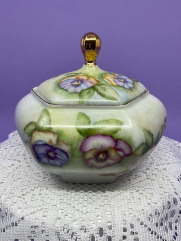 Johann Seltmann 핸드페인트 비스킷 잘  Johann Seltmann Hand Painted Biscuit Jar circa 1940