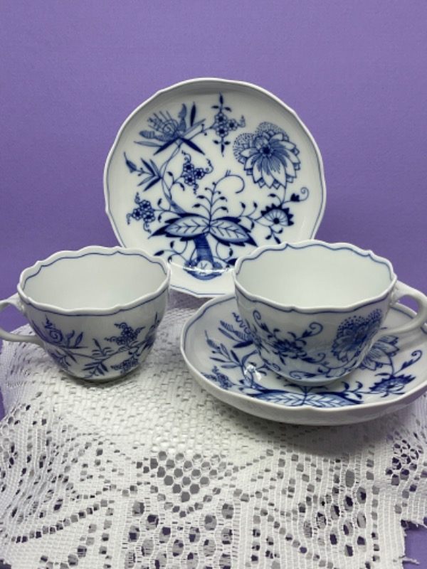 마이센 블루 어나언  컵 &amp; 소서 Meissen Blue Onion Cup &amp; Saucer circa 1935