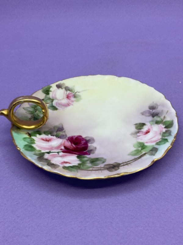 Tressemanes &amp; Vogt 리모지 핸드페인트 핑거 플레이트 Tressemanes &amp; Vogt Limoges Hand Painted Finger Plate circa 1900