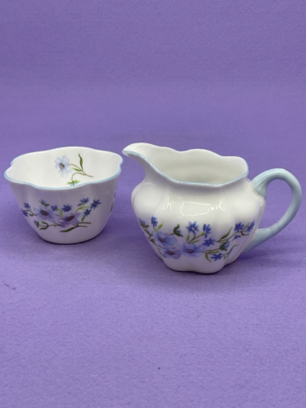 쉘리 &quot;Blue Rock&quot; 스몰 크리머 &amp; 슈거 Shelley &quot;Blue Rock&quot; Small Creamer &amp; Sugar circa 1930