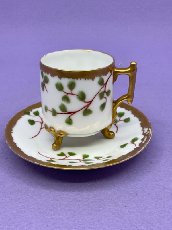 엘리트 리모지 데미타스 (에쏘잔) 컵 &amp; 소서 Elite Limoges Demitasse Cup &amp; Saucer circa 1900