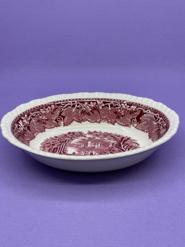 메이슨스 &quot;Vista 레드 &amp; 화이트 트렌스퍼웨어 (전사)  서빙 보울 Mason&#039;s &quot;Vista&quot; Red &amp; White Transferware Serving Bowl circa 1950