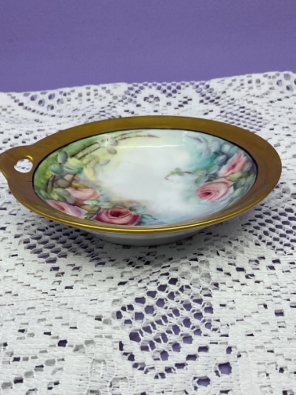 바바리아 핸드페인트 아티스트 서명 양념 디쉬 Bavaria Hand Painted Artist Signed Condiment Bowl dated 1919