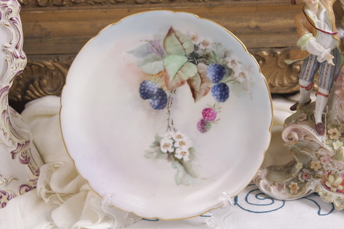 Jean Pouyat 리모지 핸드페인트 케비넷 플레이트 Jean Pouyat Limoges Parlor Painted Cabinet Plate dated 1908