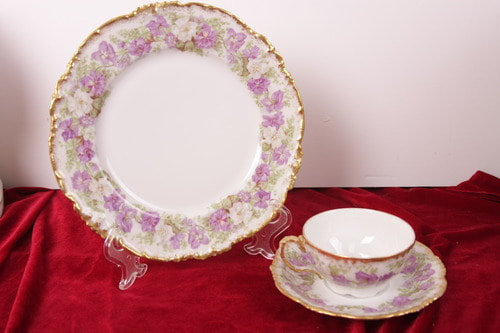 Pouyat 리모지 공장 데코 트리오 Pouyat Limoges Factory Decorated 3 Piece Set circa 1890