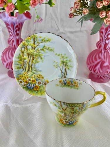 쉘리 뉴 켐브리지 &quot;Daffodil Time&quot; 컵&amp;소서 Shelley New Cambridge &quot;Daffodil Time&quot; Cup &amp; Saucer circa 1960