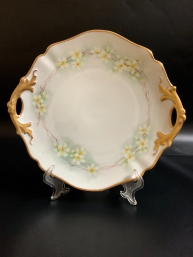 Delinieres 리모지 핸드페인트 케이크/패스트리 플레이트 Delinieres Limoges Hand Painted Cake / Pastry Plate circa 1900