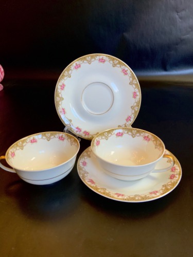 Lanternier 리모지 컵&amp;소서 Lanternier Limoges Cup &amp; Saucer circa 1900