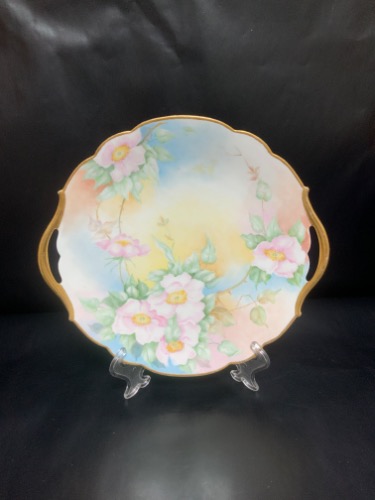 Tressemanes &amp; Vogt 핸드페인트 케이크 플레이트 Tressemanes &amp; Vogt Hand Painted Cake Plate circa 1890