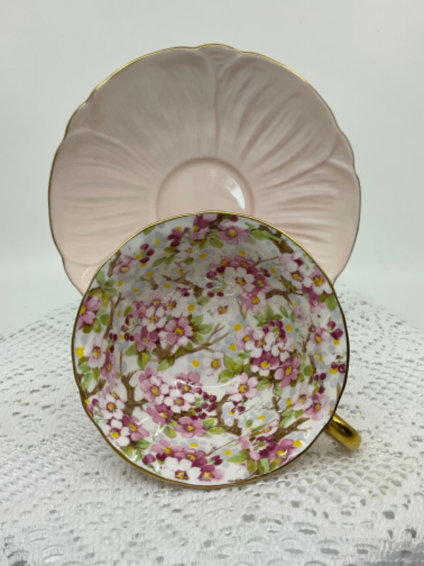 Shelley Oleander Shape Cup &amp; Saucer circa 1960