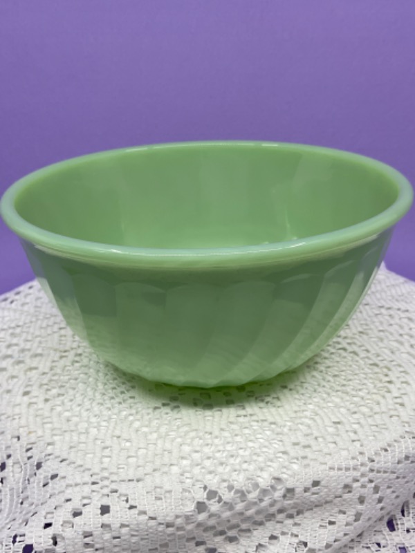 파이어 킹 제디트 &quot;회호리&quot; 믹싱 보울 Fire King Jadite &quot;Swirl&quot; Mixing Bowl circa 1950