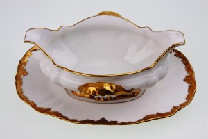 T&amp;V리모주 더블 스포드 그레이비 보트&amp;받침접시 1892~1907 T &amp; V France Limoges Double Spout Gravy Boat w/ Underplate circa 1892 - 1907