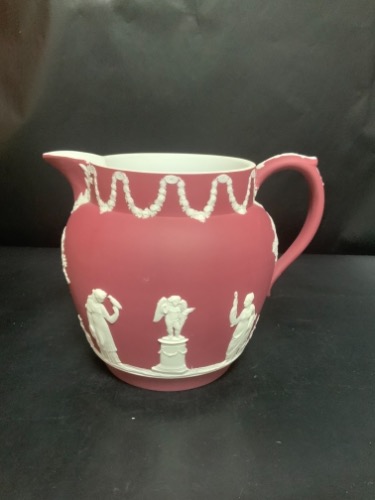 웨지우드 크림슨 레드 진한 버터 저그 Wedgwood Crimson Red Dip Batter Jug circa 1880 - RARE Color!!!