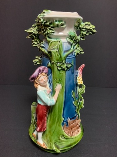 프랜치 마졸리카 피겨 베이스 French Majolica Figural Vase circa 1900