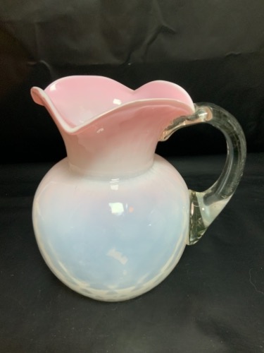 Webb 핸드 블로운  핑크 오팔레센트 다이아몬드 옵틱 피쳐 Webb Hand Blown Pink Opalescent Diamond Optic Pitcher circa 1885.